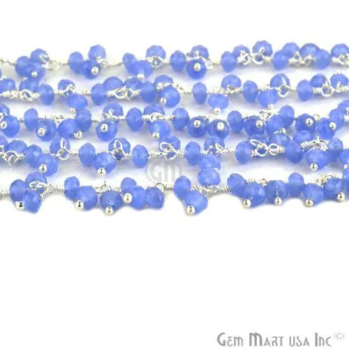 GemmartUSA Rings Iolite Blue Faceted Beads Silver Wire Wrapped Cluster Dangle Rosary Chain GemmartUSA Rings Iolite Blue Faceted Beads Silver Wire Wrapped Cluster Dangle Rosary Chain