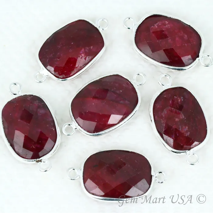 GemMartUSA Rings Octagon 12x16mm Double Bail Gemstone Silver Bezel Connector