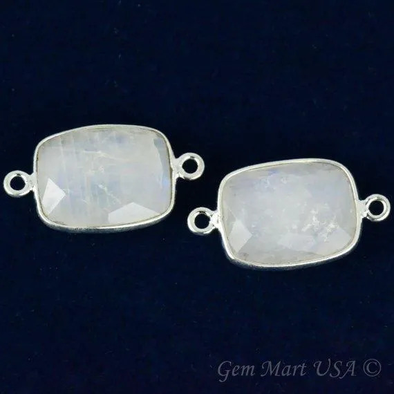 GemMartUSA Rings Octagon 12x16mm Double Bail Gemstone Silver Bezel Connector