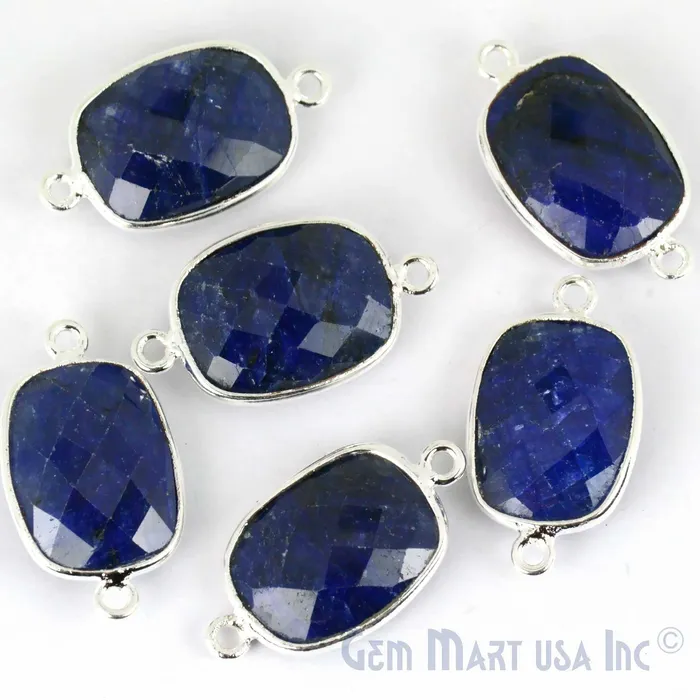 GemMartUSA Rings Octagon 12x16mm Double Bail Gemstone Silver Bezel Connector