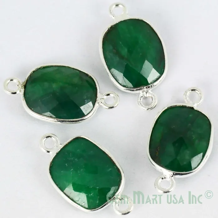 GemMartUSA Rings Octagon 12x16mm Double Bail Gemstone Silver Bezel Connector
