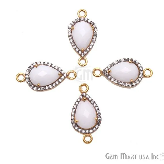 Gemstone Cubic Zircon Pave 8x12mm Pear Gold Plated Double Bail Connector Pick Stone GemmartUSA Earrings Gemstone Cubic Zircon Pave 8x12mm Pear Gold Plated Double Bail Connector Pick Stone GemmartUSA Earrings
