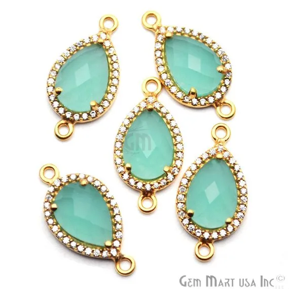 Gemstone Cubic Zircon Pave 8x12mm Pear Gold Plated Double Bail Connector Pick Stone GemmartUSA Earrings Gemstone Cubic Zircon Pave 8x12mm Pear Gold Plated Double Bail Connector Pick Stone GemmartUSA Earrings