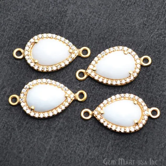 Gemstone Cubic Zircon Pave 8x12mm Pear Gold Plated Double Bail Connector Pick Stone GemmartUSA Earrings Gemstone Cubic Zircon Pave 8x12mm Pear Gold Plated Double Bail Connector Pick Stone GemmartUSA Earrings