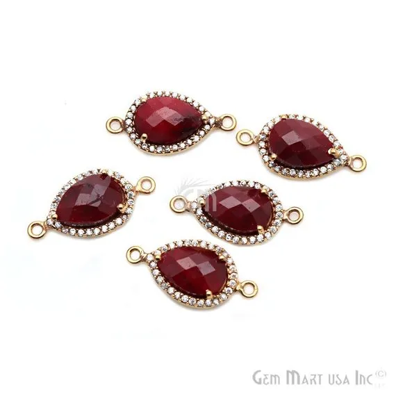 Gemstone Cubic Zircon Pave 8x12mm Pear Gold Plated Double Bail Connector Pick Stone GemmartUSA Earrings Gemstone Cubic Zircon Pave 8x12mm Pear Gold Plated Double Bail Connector Pick Stone GemmartUSA Earrings