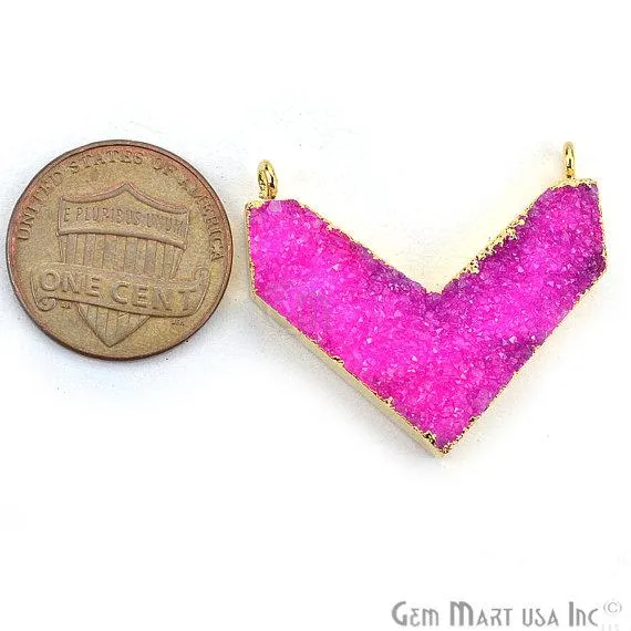 Gold Electroplated Double Bail Druzy Gemstone 30x14mm Chevron Shape Pendant CH2 GemMartUSA Necklaces
