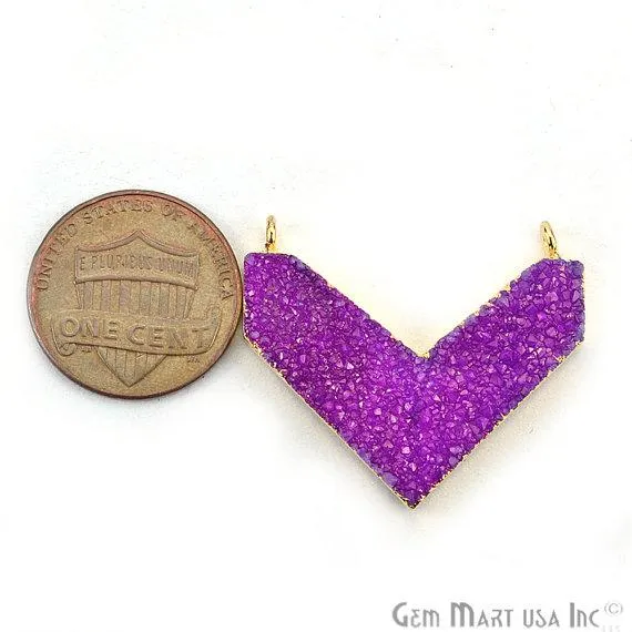 Gold Electroplated Double Bail Druzy Gemstone 30x14mm Chevron Shape Pendant CH2 GemMartUSA Necklaces