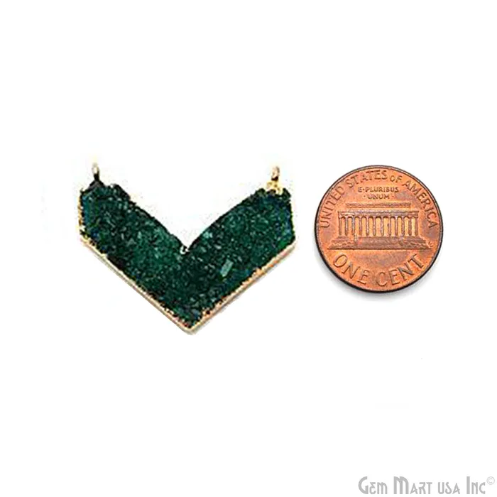 Gold Electroplated Double Bail Druzy Gemstone 30x14mm Chevron Shape Pendant CH2 GemMartUSA Necklaces