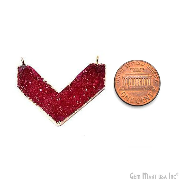 Gold Electroplated Double Bail Druzy Gemstone 30x14mm Chevron Shape Pendant CH2 GemMartUSA Necklaces