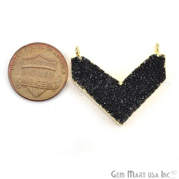 Gold Electroplated Double Bail Druzy Gemstone 30x14mm Chevron Shape Pendant CH2 GemMartUSA Necklaces