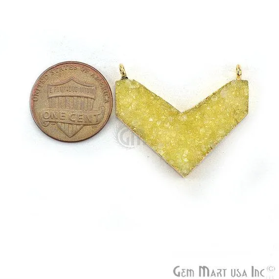 Gold Electroplated Double Bail Druzy Gemstone 30x14mm Chevron Shape Pendant CH2 GemMartUSA Necklaces