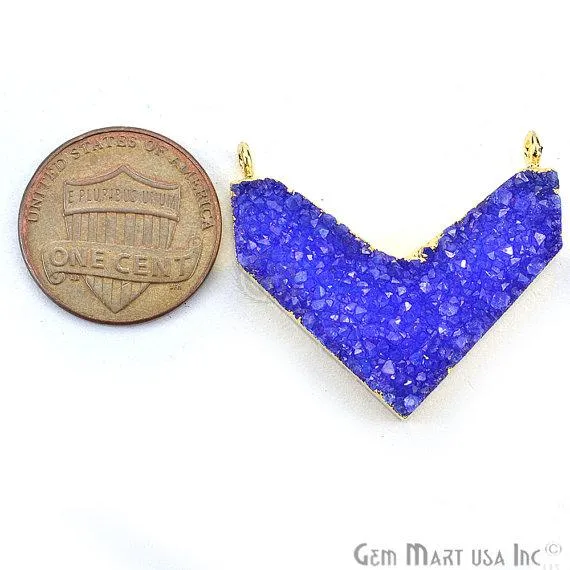 Gold Electroplated Double Bail Druzy Gemstone 30x14mm Chevron Shape Pendant CH2 GemMartUSA Necklaces