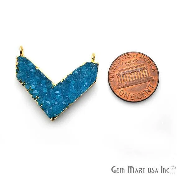 Gold Electroplated Double Bail Druzy Gemstone 30x14mm Chevron Shape Pendant CH2 GemMartUSA Necklaces
