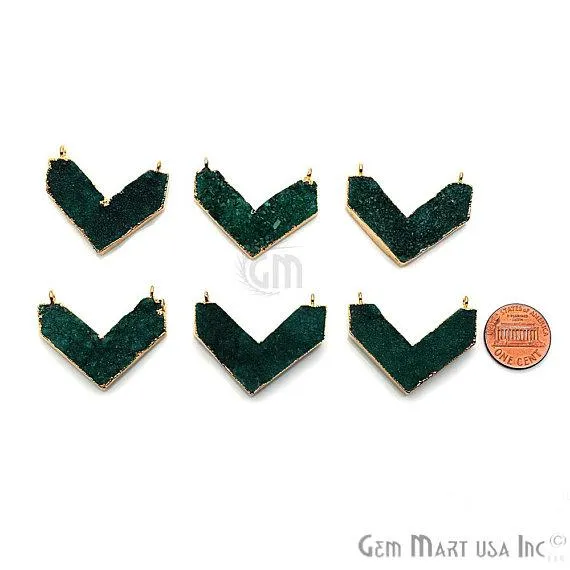 Gold Electroplated Double Bail Druzy Gemstone 30x14mm Chevron Shape Pendant CH2 GemMartUSA Necklaces