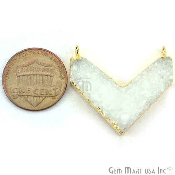 Gold Electroplated Double Bail Druzy Gemstone 30x14mm Chevron Shape Pendant CH2 GemMartUSA Necklaces