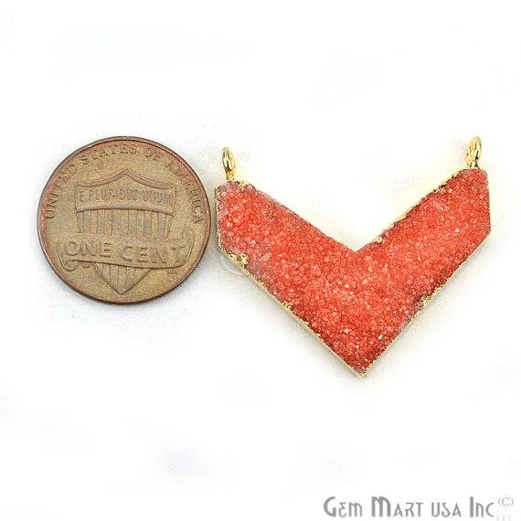 Gold Electroplated Double Bail Druzy Gemstone 30x14mm Chevron Shape Pendant CH2 GemMartUSA Necklaces