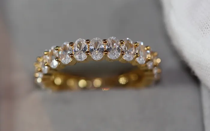 Gold Engagement Ring Womens Gold Ring Gold Eternity Ring Lab Diamonds London Rings