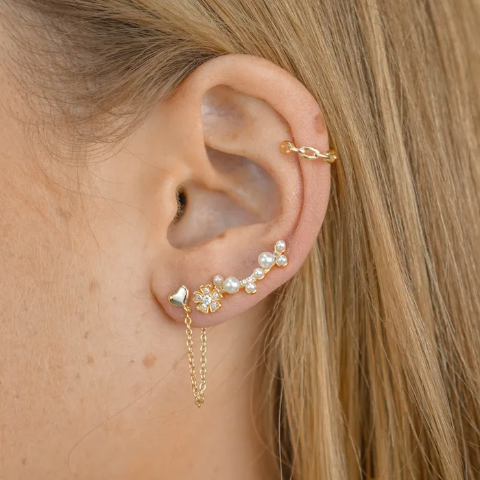 Heart Dangle Chain Earrings Camile Stone Earrings Heart Dangle Chain Earrings Camile Stone Earrings