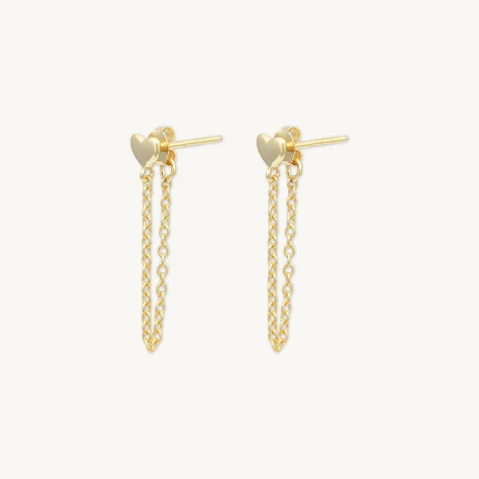 Heart Dangle Chain Earrings Camile Stone Earrings Heart Dangle Chain Earrings Camile Stone Earrings