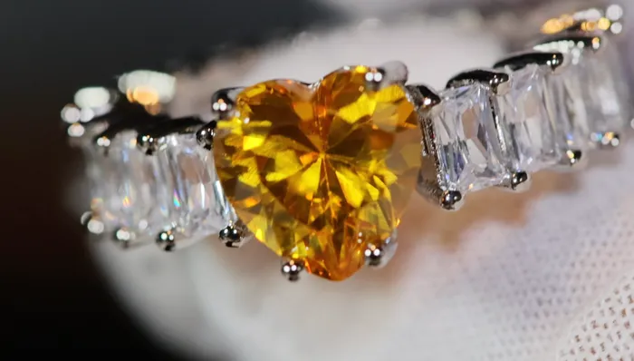 Heart Ring Heart Shaped Ring Heart Shape Ring Eternity Ring Womens Yellow Diamond Ring Engagement Ring Yellow Diamond Ring Lab Diamonds London Rings