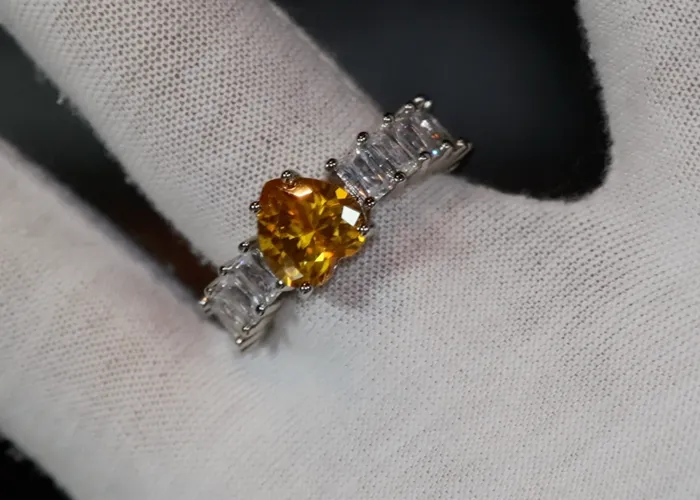 Heart Ring Heart Shaped Ring Heart Shape Ring Eternity Ring Womens Yellow Diamond Ring Engagement Ring Yellow Diamond Ring Lab Diamonds London Rings