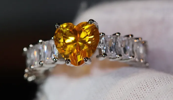 Heart Ring Heart Shaped Ring Heart Shape Ring Eternity Ring Womens Yellow Diamond Ring Engagement Ring Yellow Diamond Ring Lab Diamonds London Rings