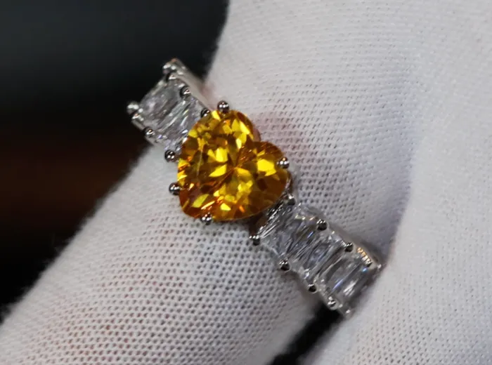 Heart Ring Heart Shaped Ring Heart Shape Ring Eternity Ring Womens Yellow Diamond Ring Engagement Ring Yellow Diamond Ring Lab Diamonds London Rings