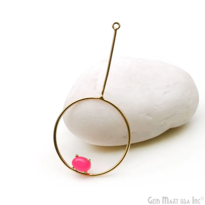 Hot Pink Chalcedony Oval Dangler 66x33mm Gold Plated Gemstone Pendant Connector GemMartUSA Necklaces Hot Pink Chalcedony Oval Dangler 66x33mm Gold Plated Gemstone Pendant Connector GemMartUSA Necklaces