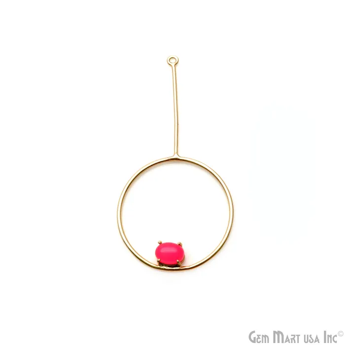 Hot Pink Chalcedony Oval Dangler 66x33mm Gold Plated Gemstone Pendant Connector GemMartUSA Necklaces Hot Pink Chalcedony Oval Dangler 66x33mm Gold Plated Gemstone Pendant Connector GemMartUSA Necklaces