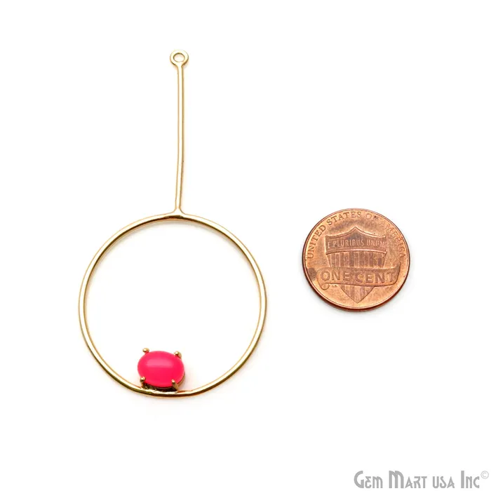 Hot Pink Chalcedony Oval Dangler 66x33mm Gold Plated Gemstone Pendant Connector GemMartUSA Necklaces Hot Pink Chalcedony Oval Dangler 66x33mm Gold Plated Gemstone Pendant Connector GemMartUSA Necklaces