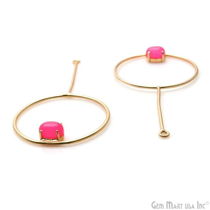 Hot Pink Chalcedony Oval Dangler 66x33mm Gold Plated Gemstone Pendant Connector GemMartUSA Necklaces Hot Pink Chalcedony Oval Dangler 66x33mm Gold Plated Gemstone Pendant Connector GemMartUSA Necklaces