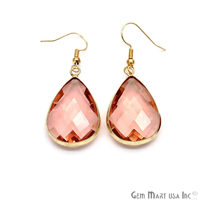 Hydro Morganite Pear Hook Earrings Dangle Earrings Gold Plated Hook Earrings Gemstone Earrings CHPR11 GemMartUSA Earrings