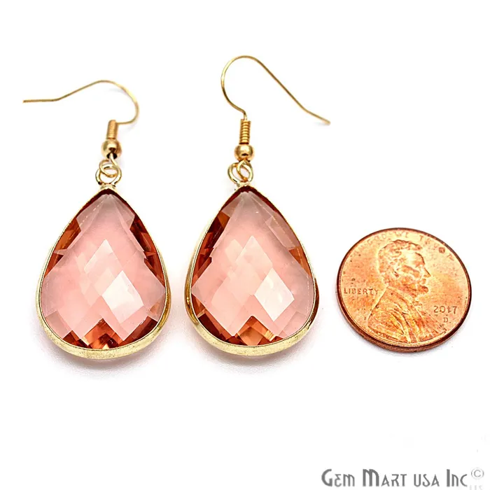 Hydro Morganite Pear Hook Earrings Dangle Earrings Gold Plated Hook Earrings Gemstone Earrings CHPR11 GemMartUSA Earrings