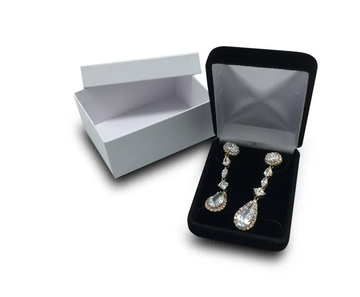JPIDisplay Earrings Deluxe Black Pendant Earring Jewelry Gift Box