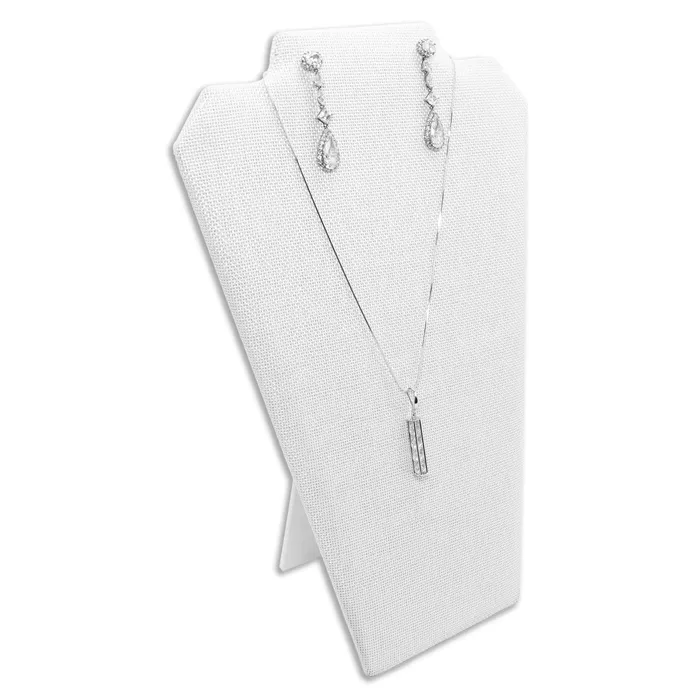 JPIDisplay Necklaces 14 White Burlap Necklace and Earring Easel Display