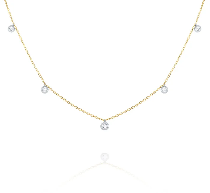 KC Designs 14k Yellow Gold Diamond Bezel Station Necklace I6602 Necklaces