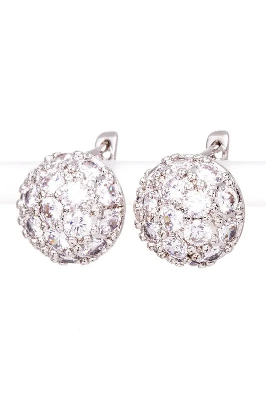 LA Jewelry Plaza Cubic Zirconia Dome Shape French Lever Earrings Earrings