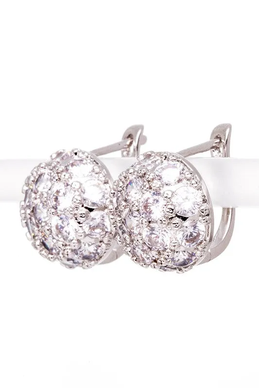 LA Jewelry Plaza Cubic Zirconia Dome Shape French Lever Earrings Earrings LA Jewelry Plaza Cubic Zirconia Dome Shape French Lever Earrings Earrings