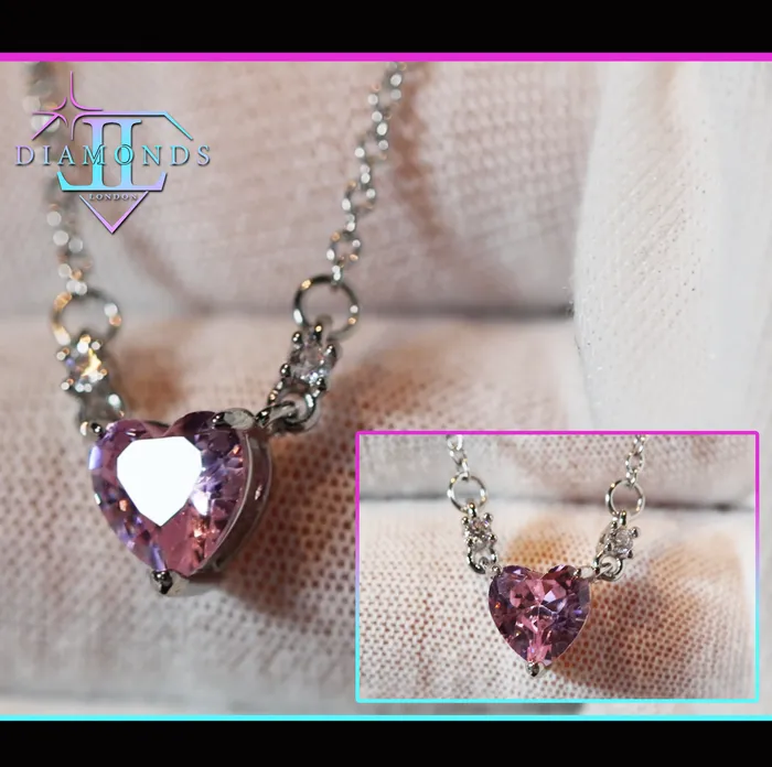 Lab Diamonds London Pink Diamond Heart Necklace Womens Diamond Necklace Heart Pendant Necklaces