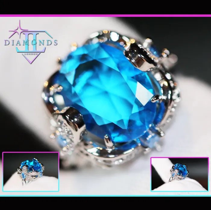 Lab Diamonds London Rings Blue Diamond Ring Womens Blue Gemstone Ring