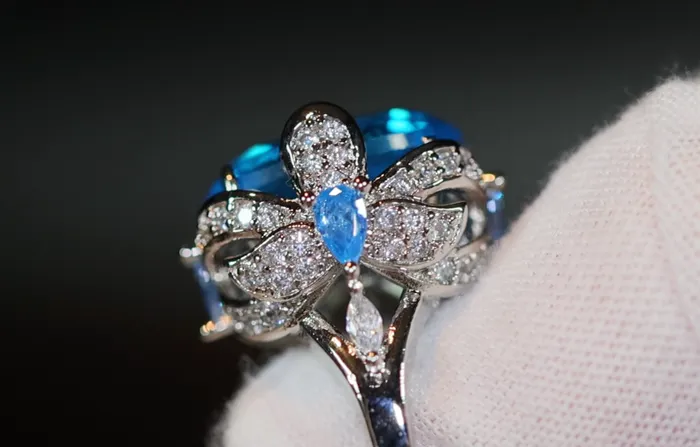 Lab Diamonds London Rings Blue Diamond Ring Womens Blue Gemstone Ring