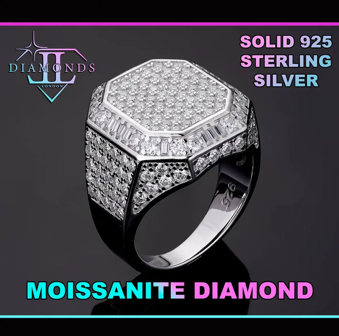 Lab Diamonds London Rings VVS1 Moissanite Hip Hop Ring Moissanite Iced Ring Big Moissanite Diamond Rings