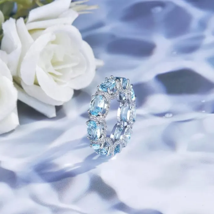 Lab Diamonds London Rings Womens Eternity Ring Eternity Ring Blue Diamond Ring Aquamarine Diamond Ring Aquamarine Engagement Ring Topaz Diamond Ring
