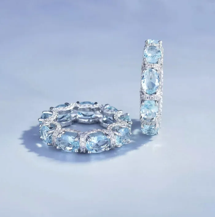 Lab Diamonds London Rings Womens Eternity Ring Eternity Ring Blue Diamond Ring Aquamarine Diamond Ring Aquamarine Engagement Ring Topaz Diamond Ring