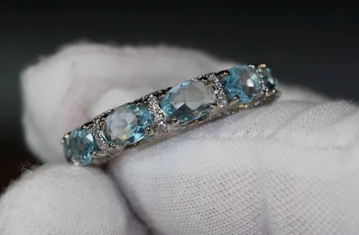 Lab Diamonds London Rings Womens Eternity Ring Eternity Ring Blue Diamond Ring Aquamarine Diamond Ring Aquamarine Engagement Ring Topaz Diamond Ring