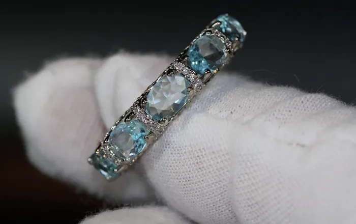 Lab Diamonds London Rings Womens Eternity Ring Eternity Ring Blue Diamond Ring Aquamarine Diamond Ring Aquamarine Engagement Ring Topaz Diamond Ring