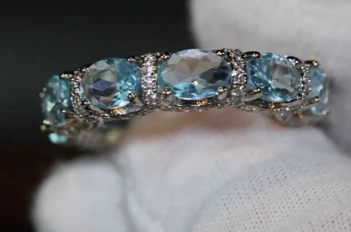 Lab Diamonds London Rings Womens Eternity Ring Eternity Ring Blue Diamond Ring Aquamarine Diamond Ring Aquamarine Engagement Ring Topaz Diamond Ring