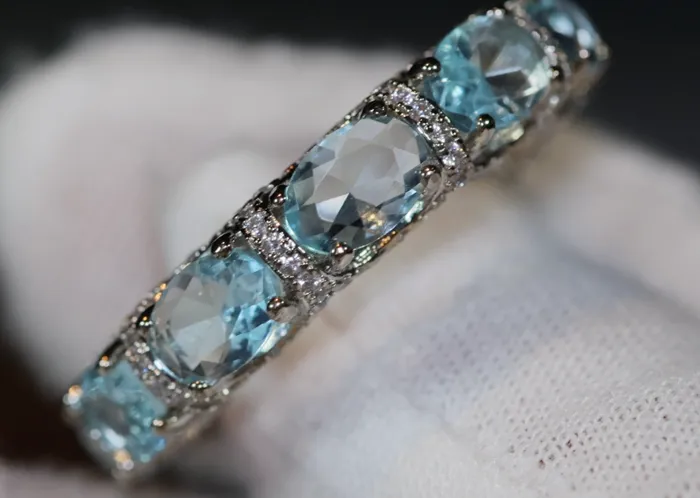 Lab Diamonds London Rings Womens Eternity Ring Eternity Ring Blue Diamond Ring Aquamarine Diamond Ring Aquamarine Engagement Ring Topaz Diamond Ring