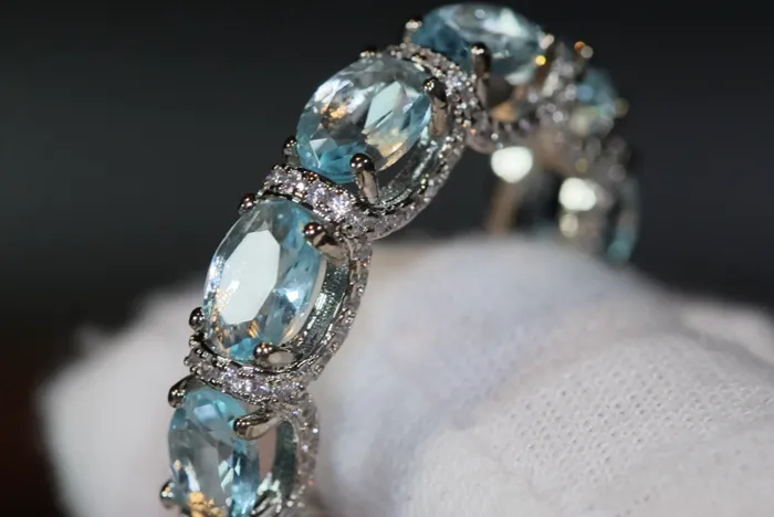 Lab Diamonds London Rings Womens Eternity Ring Eternity Ring Blue Diamond Ring Aquamarine Diamond Ring Aquamarine Engagement Ring Topaz Diamond Ring
