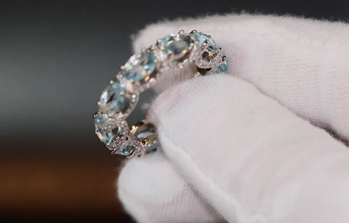 Lab Diamonds London Rings Womens Eternity Ring Eternity Ring Blue Diamond Ring Aquamarine Diamond Ring Aquamarine Engagement Ring Topaz Diamond Ring